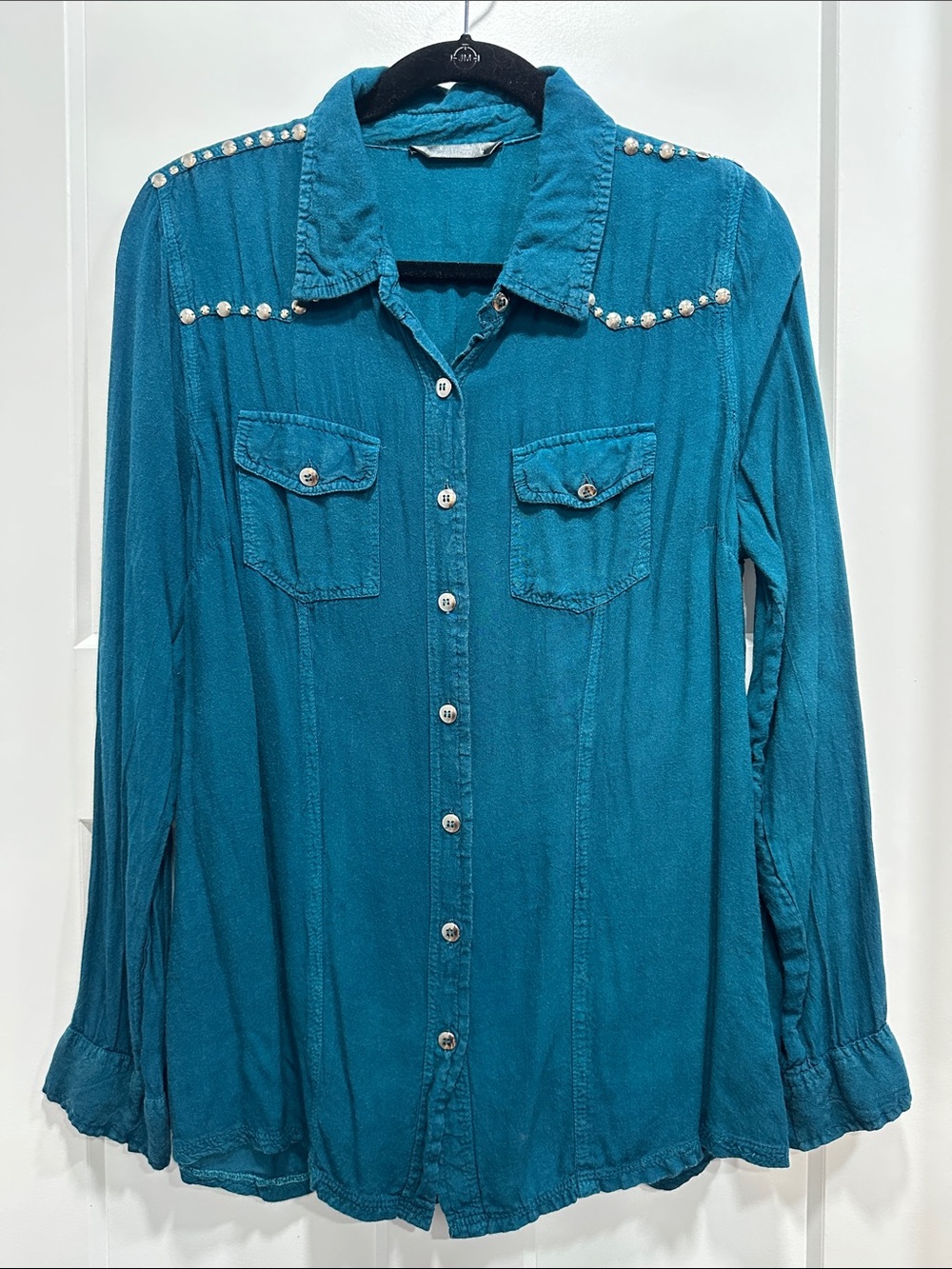 Women’s Wallflower Teal Button-Front Shirt - Size Large